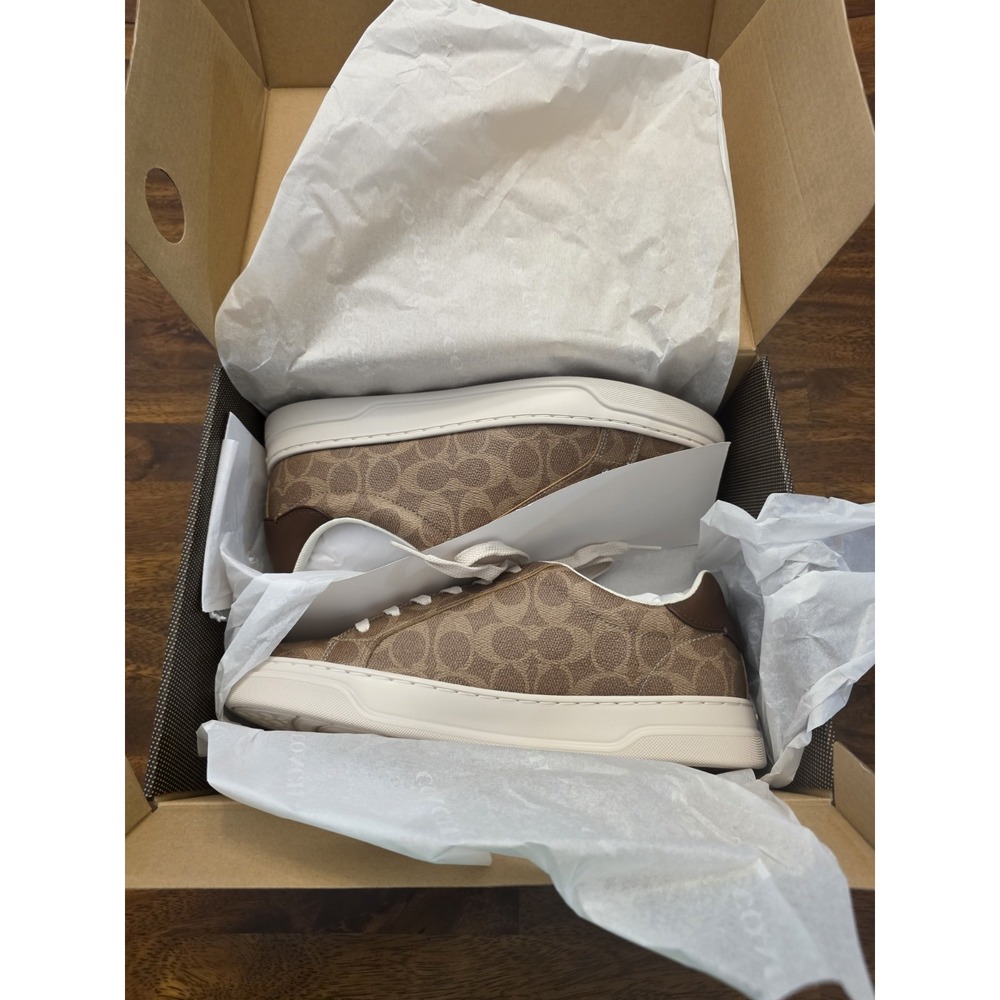 Coach Highline Signature Sneakers  Womens 10B High Line Brown Khaki NEW WITH BOX